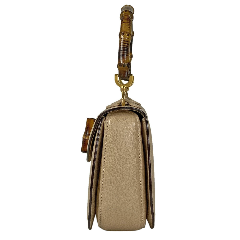Gucci Handbag Leather Shoulder Beige Bamboo Bag